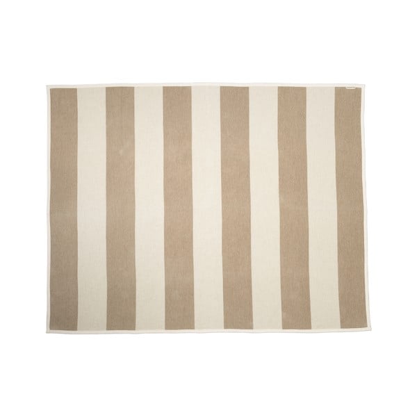 Beżowo-kremowy koc z mieszanki wełny 140x180 cm Bob Mud Vanilla – Pappelina