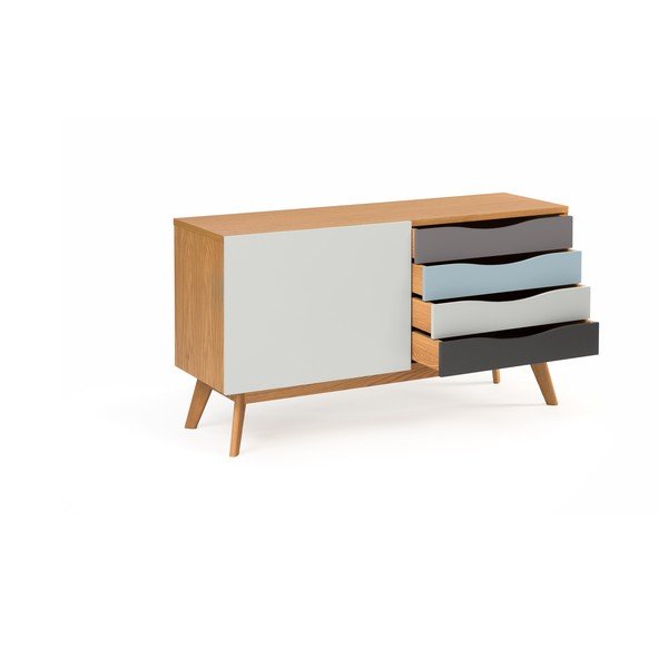 Komoda z niebieskimi i szarymi szufladami Woodman Avon-image-3