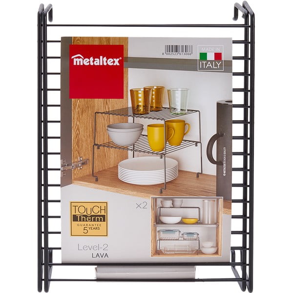 Zestaw 2 czarnych dodatkowych półek do kuchni Metaltex Brooklyn Lava-image-4