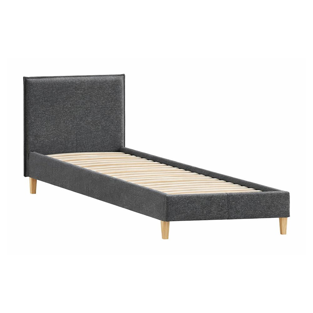 Ciemnoszare tapicerowane łóżko ze stelażem 90x200 cm Tina – Ropez