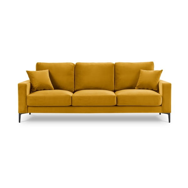 Żółta aksamitna sofa Kooko Home Harmony, 220 cm