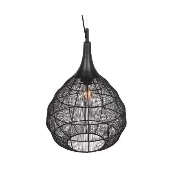 Lampa wisząca w kolorze matowej czerni z metalowym kloszem Soraya – Trio-image-1