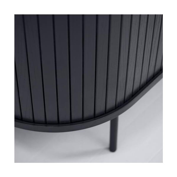 Czarna szafka pod TV w dekorze dębu 56x180 cm Nola – Unique Furniture-image-2