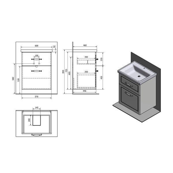 Biała wisząca szafka bez umywalki 57x72,5 cm Favolo – Sapho-image-3