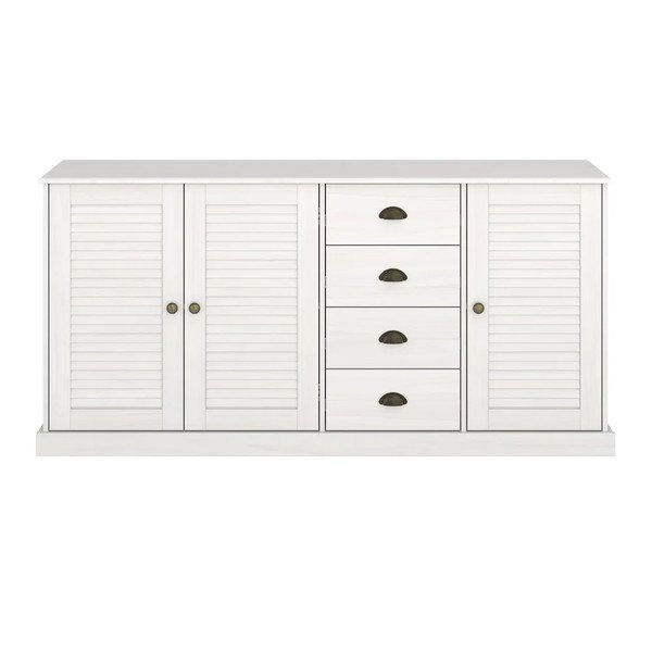 Biała komoda z litego drewna sosnowego 166x80x38 cm Edith – Støraa