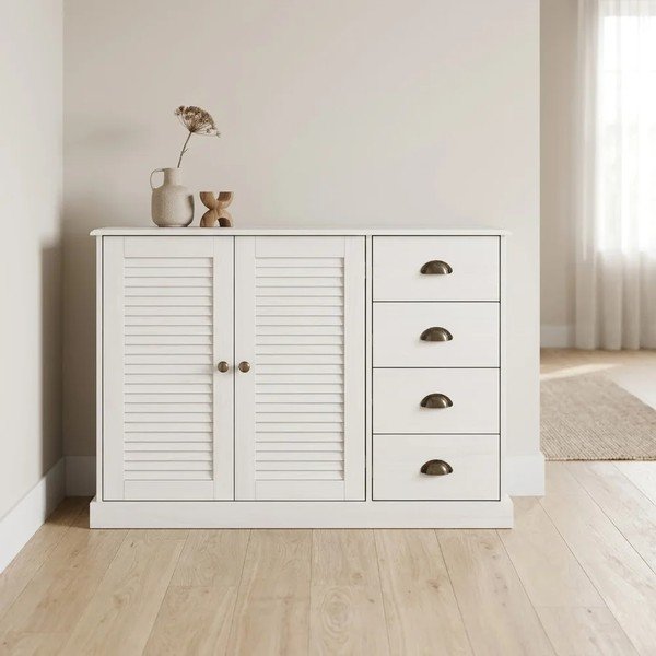 Biała komoda z litego drewna sosnowego 125x80x38 cm Edith – Støraa-image-3