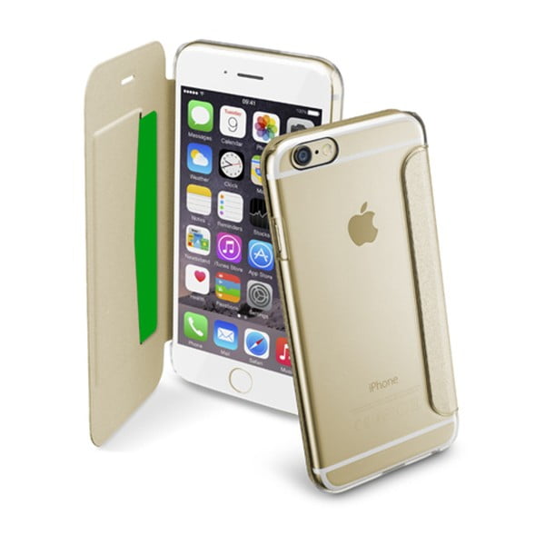 Złota
  transparentna obudowa - portmonetka na karty Cellularline Clear Book na
  iPhone 6/6s