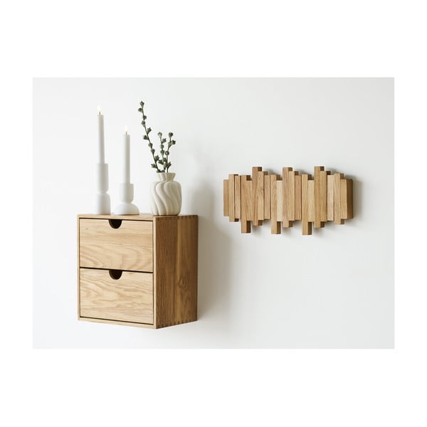 Wieszak ścienny z litego drewna dębowego w naturalnym kolorze 3 cm Caltra – House Nordic-image-2