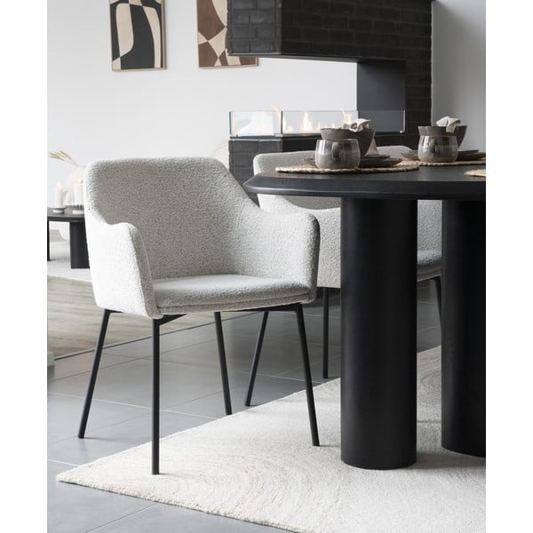 Biały tapicerowany fotel jadalniany z podłokietnikami Melilla – House Nordic-image-1