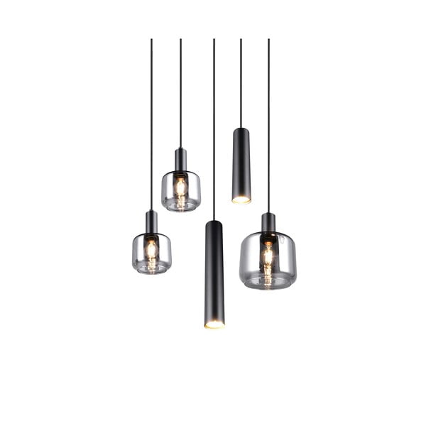 Czarna lampa wisząca z metalowo-szklanym kloszem ø 40 cm Mataro – Trio-image-3