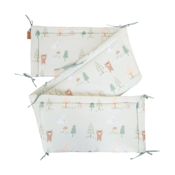 Jasnozielony bawełniany ochraniacz do łóżeczka 170 cm Woodland Buddies – Roba