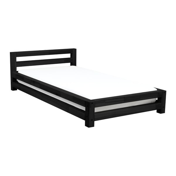 Czarne 1-osobowe łóżko dziecięce z drewna sosnowego Benlemi Single, 90x200 cm