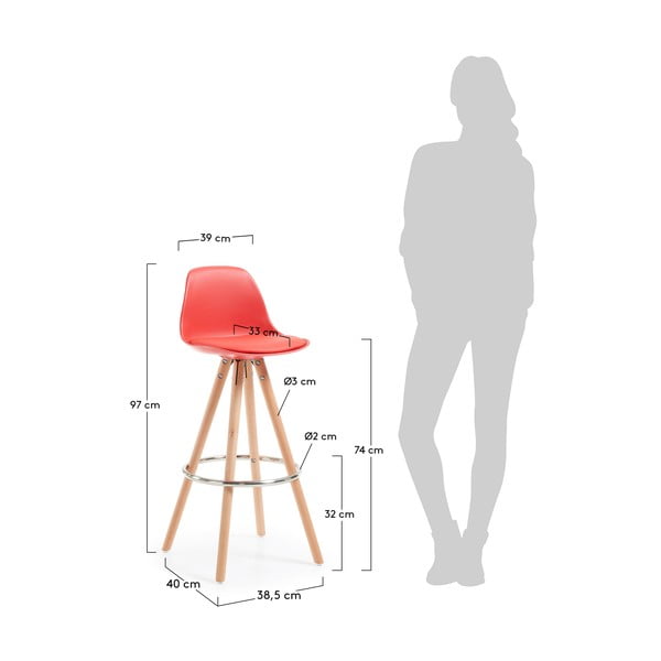 Zestaw 2 czerwonych hokerów La Forma Stag-image-3