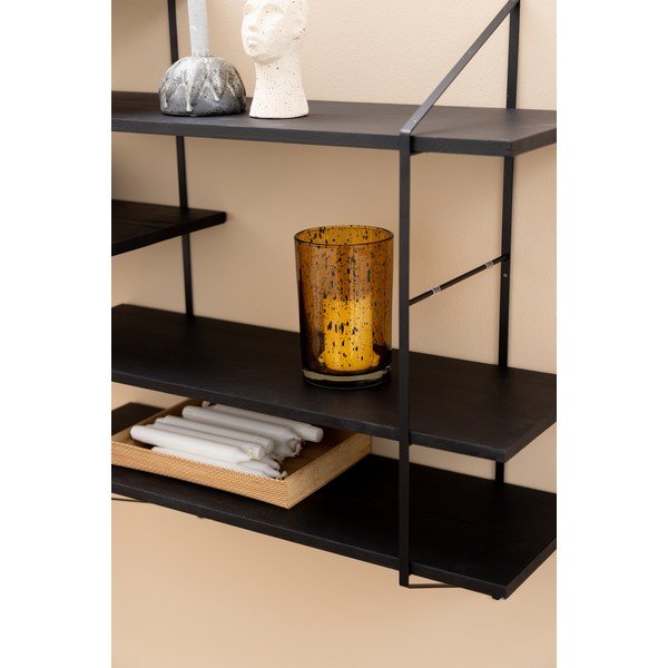 Czarna wielopoziomowa półka z litego drewna paulowni 196 cm Belfast – Actona-image-3
