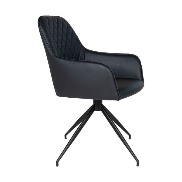 Czarny tapicerowany fotel jadalniany Harbo – House Nordic-image-3