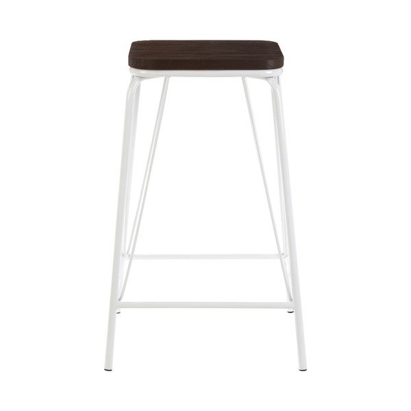 Biały/w ciemnym naturalnym kolorze stołek z litego drewna wiązu District – Premier Housewares-image-2