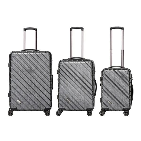 Zestaw 3 ciemnoszarych walizek na kółkach Packenger Premium Koffer