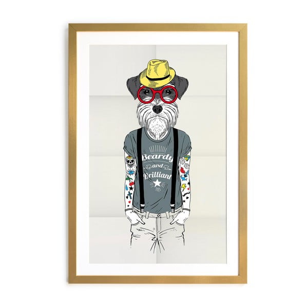 Plakat w ramie Little Nice Things Hipster Dog, 65 x 45 cm