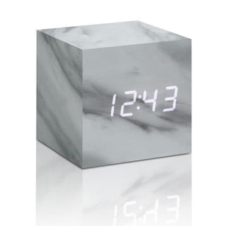 Budzik z dekorem marmuru z białym wyświetlaczem LED Gingko Cube Clic Clock