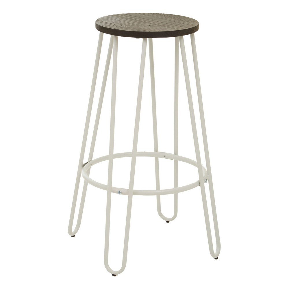 Biały/w naturalnym kolorze hoker z litego drewna wiązu (wysokość siedziska 75 cm) District – Premier Housewares