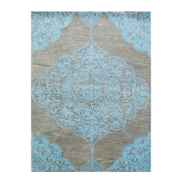 Niebieski dywan tuftowany ręcznie Kirman, 183x122cm