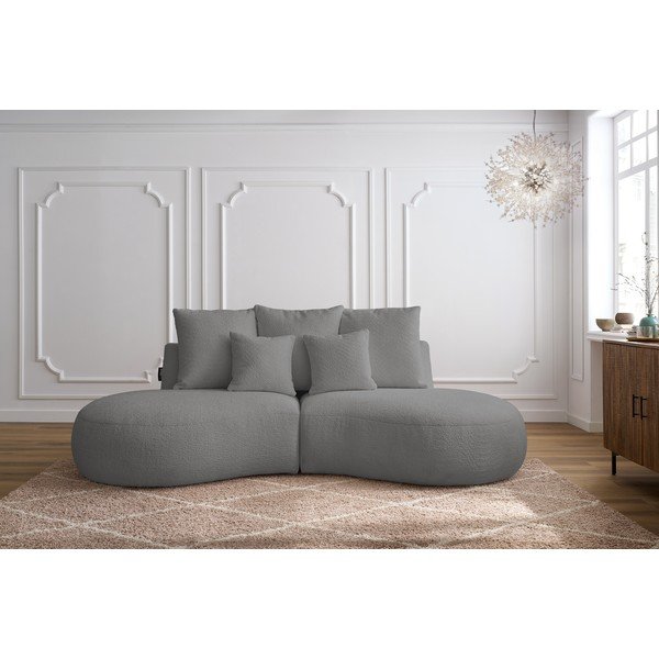 Jasnoszara sofa z materiału bouclé 260 cm Saint-Germain – Bobochic Paris-image-1