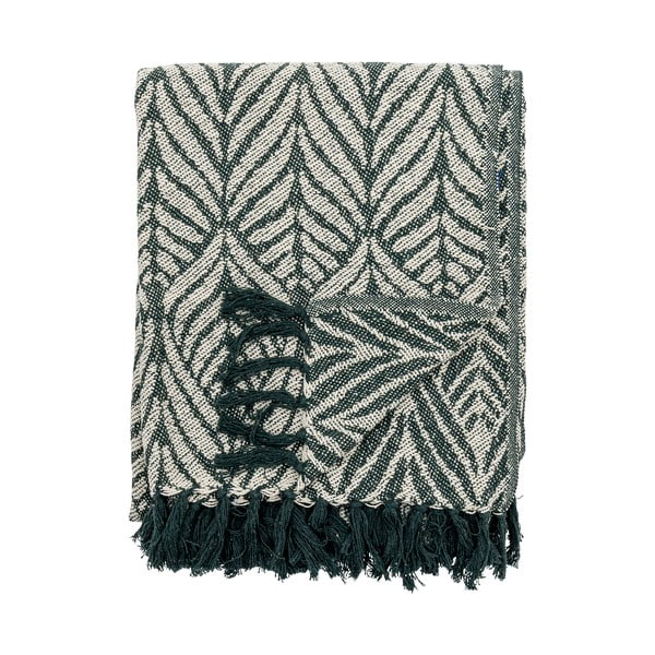 Zielono-beżowy koc z bawełny z recyklingu 130x160 cm Ugento – Bloomingville-image-4