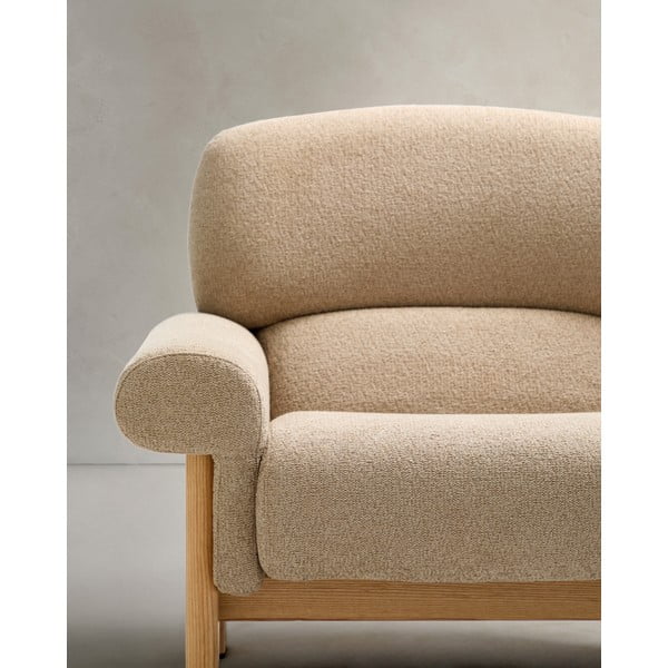 Beżowy fotel z tkaniny szenilowej Nema – Kave Home-image-4