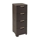 Ciemnobrązowa plastikowa wysoka szafka łazienkowa 33x79 cm Rattan – Curver