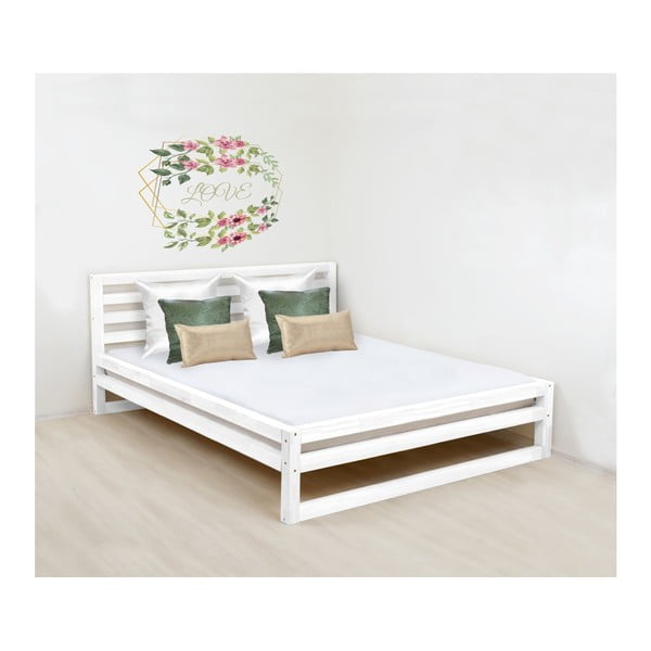 Białe drewniane łóżko 2-osobowe Benlemi DeLuxe, 200x190 cm