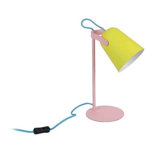 Żółto-różowa lampa stołowa z niebieskim kablem Le Studio Mezzo