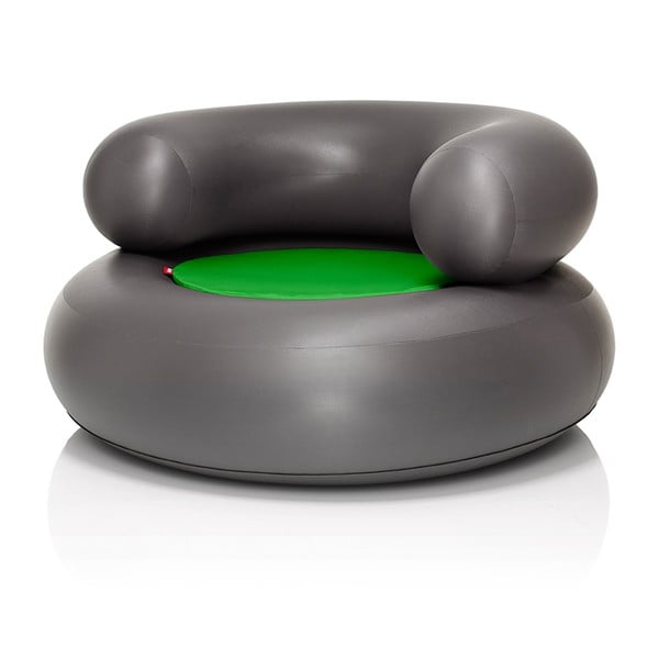 Fotel dmuchany CH-AIR, antracytowy z zieloną poduszką