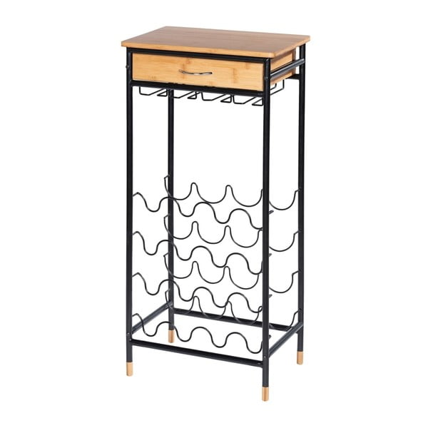 Czarno-naturalna metalowa szafka na wino liczba butelek 16, 48x95 cm Loft – Wenko