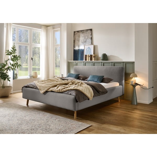 Jasnoszare tapicerowane łóżko dwuosobowe bez stelaża 140x200 cm Mattis – Meise Möbel-image-1