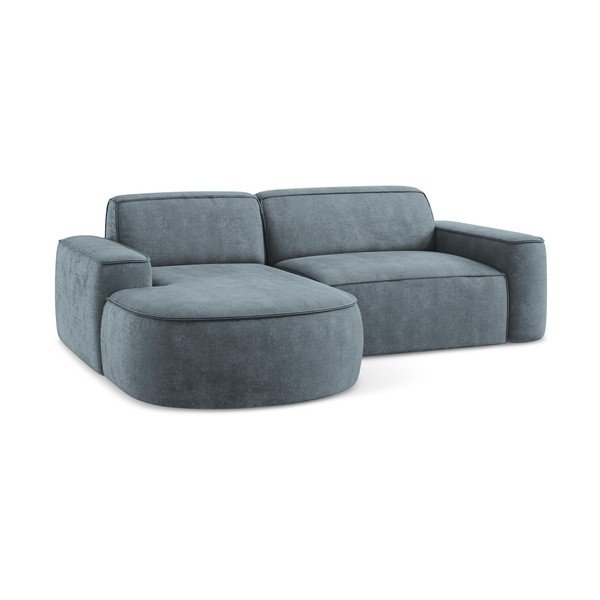 Szaroniebieski narożnik z tkaniny szenilowej (lewostronny/z szezlongiem) Omao – Makamii-image-4