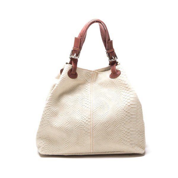 Torebka skórzana Python Beige-image-1