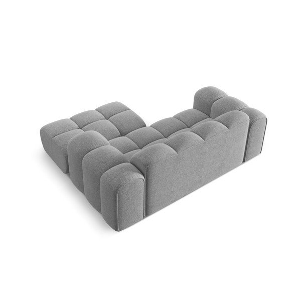 Jasnoszary narożnik z tkaniny szenilowej (prawostronny/z szezlongiem) Treno – Cosmopolitan Design-image-3