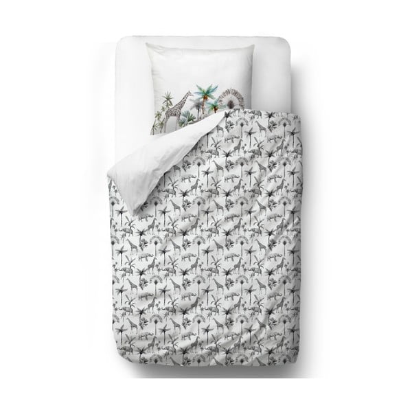 Szara pościel z satyny bawełnianej Butter Kings Safari Animals, 135x200 cm