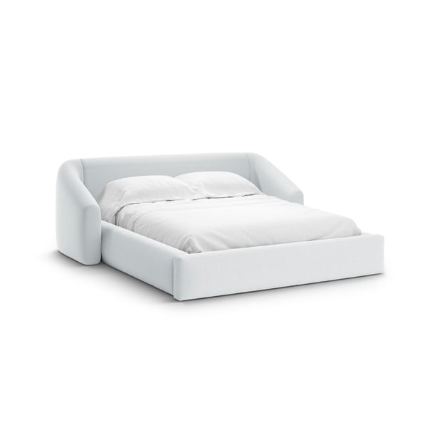 Jasnoszare tapicerowane łóżko dwuosobowe ze schowkiem ze stelażem 140x200 cm Campi – Cosmopolitan Design