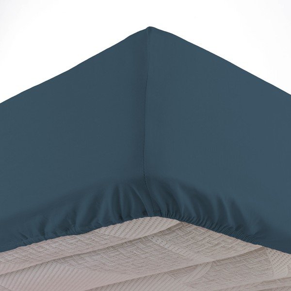 Ciemnoniebieskie bawełniane prześcieradło z gumką 160x200 cm Lina – douceur d'intérieur-image-2