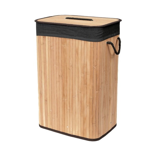 Czarny/w naturalnym kolorze bambusowy kosz na pranie 78 l Bamboo – Compactor