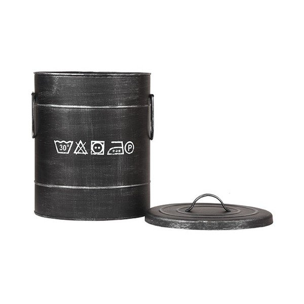 Czarny kosz metalowy na pranie LABEL51, ⌀ 26 cm-image-1