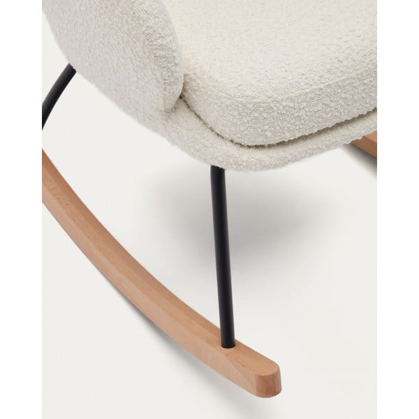 Biały bujany fotel z materiału bouclé Maustin – Kave Home-image-3