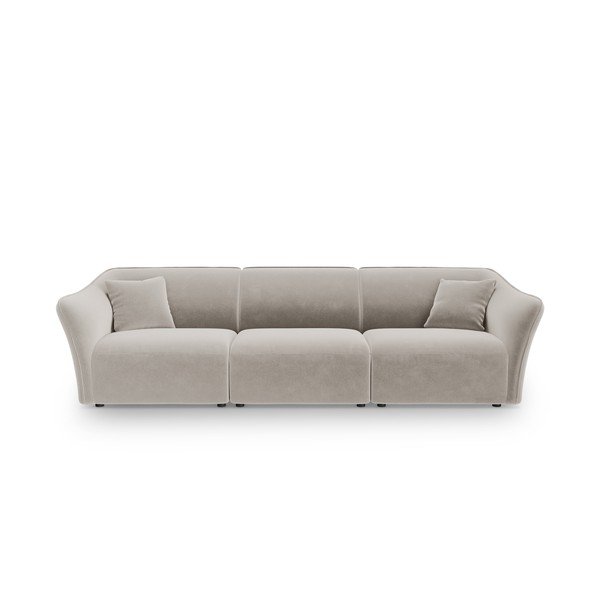 Beżowa aksamitna sofa 292 cm Tokyo – Cosmopolitan Design