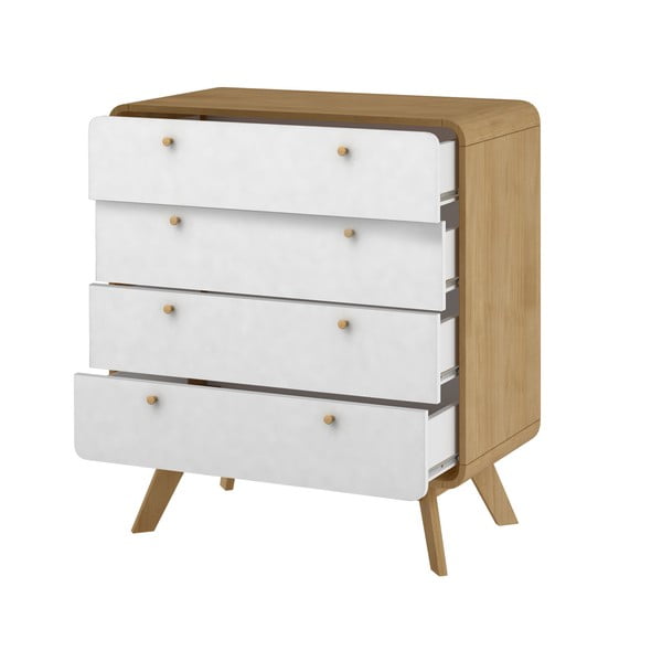 Biało-naturalna wysoka komoda w dekorze dębu 80x88 cm Caitlin – Støraa-image-3