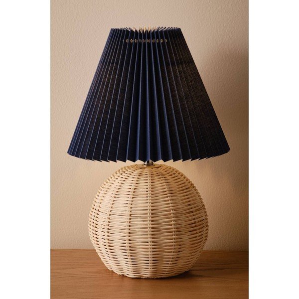 Niebieska/w naturalnym kolorze rattanowa lampa stołowa (wysokość 36 cm) Sisal – Jotex-image-1