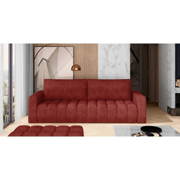 Czerwona aksamitna rozkładana/ze schowkiem sofa 247 cm Lazaro – ELTAP-image-1