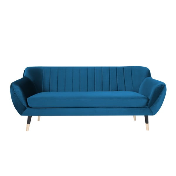 Niebieska sofa z czarnymi nogami Mazzini Sofas Benito, 188 cm