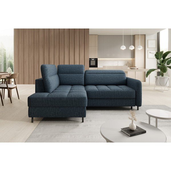 Niebieski aksamitny rozkładany/ze schowkiem narożnik (lewostronny/w kształcie litery L) Barea – ELTAP-image-3