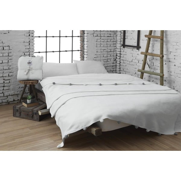 Kremowa polarowa narzuta 150x200 cm Pom Pom – Mijolnir-image-1